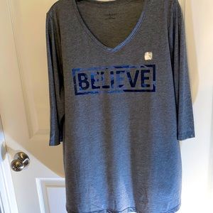 Catherines 3/4 Sleeve Believe Top Plus Size 14/16 Tee Shirt Gray